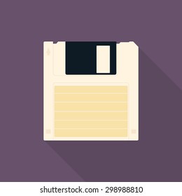 Floppy disk icon with long shadow - Vector