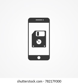 Floppy disk icon on phone screen.gradient illustration isolated vector sign symbol