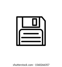Floppy disk icon on white background vector illustration for website, mobile application, presentation, infographic, Diskette save concept sign, black line art style icon design Vector illustration