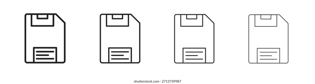Floppy disk icon outline symbol. Editable Stroke collection.