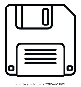 Floppy disk icon outline vector. Interface button. Time design
