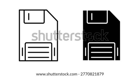 Floppy disk icon pack flat black, Editable line icons