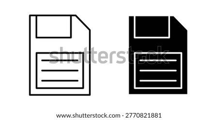 Floppy disk icon pack flat black, Editable line icons