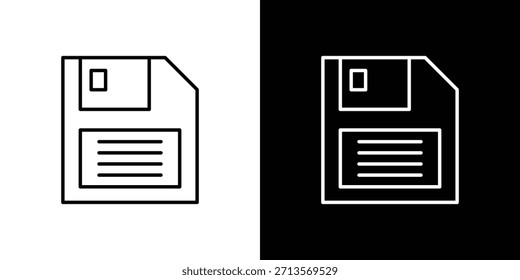 Piktogramm des Diskettensymbols auf einem bearbeitbaren Strich mit weißem Hintergrund.