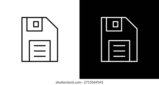 Piktogramm des Diskettensymbols auf einem bearbeitbaren Strich mit weißem Hintergrund.