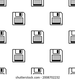 Floppy Disk Icon Seamless Pattern, Diskette, Flexible Magnetic Disk Storage Vector Art Illustration