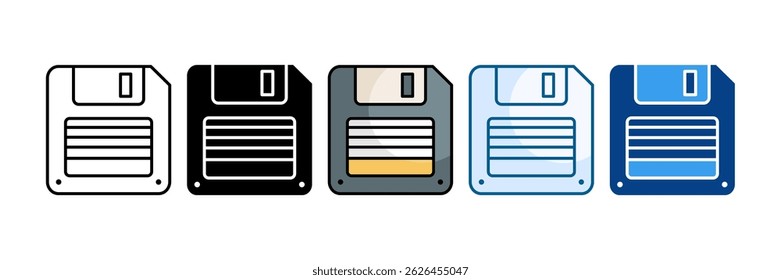 Floppy Disk Icon Set Multiple Style Collection