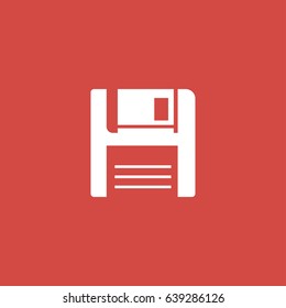 floppy disk icon. sign design. red background