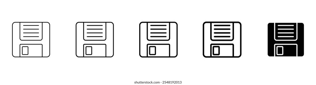 floppy disk icon Simple thin line logo set