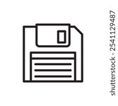 Floppy disk icon Thin line flat illustration