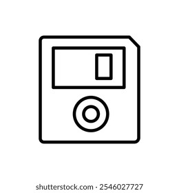 Floppy disk icon Thin line art isolated