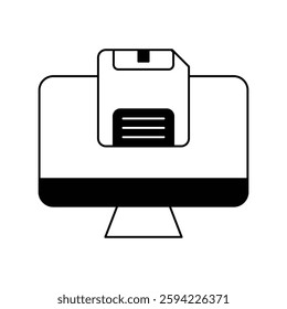 Floppy Disk icon with white background vector stock illustration