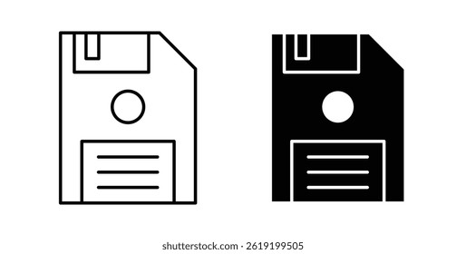 Floppy disk icons set in black colors on white background