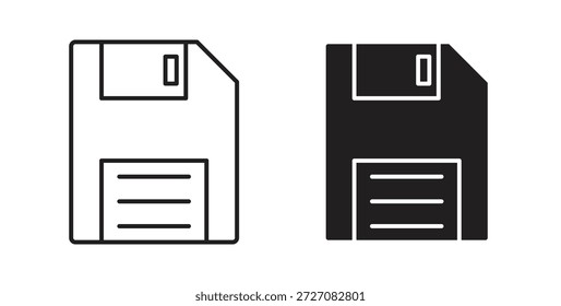 Diskettensymbole festgelegt. Einfache Linienvektorgrafik