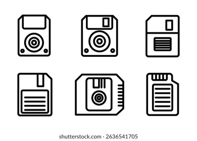 Floppy Disk Icons Set templates black and white