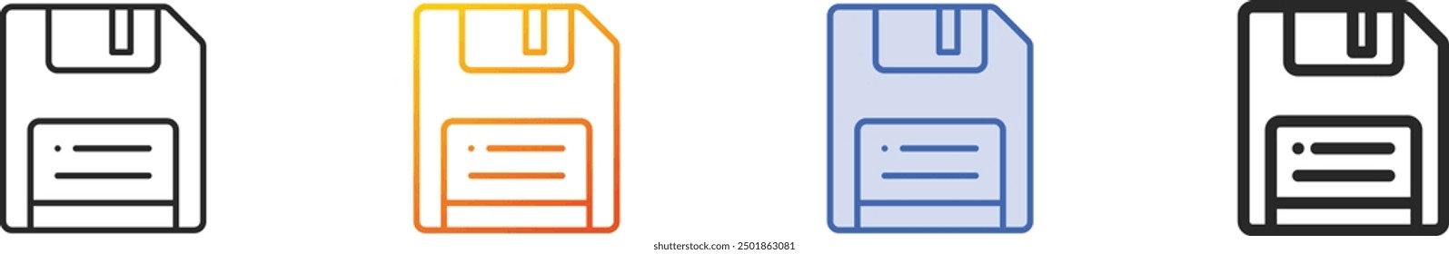 floppy disk icon.Thin Linear, Gradient, Blue Stroke and bold Style Design Isolated On White Background