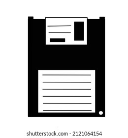 floppy disk illustration design which is a 90s data storage device with black color
and the shape is still large and the memory is limited, it is perfect for logos, symbols of something old-fashioned