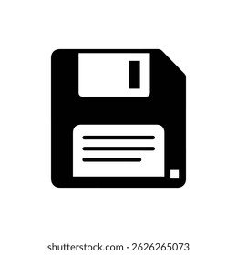 Floppy Disk with Label and Corner Cut - Black Icon