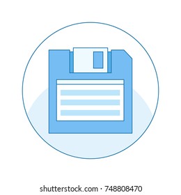 Floppy disk line icon. Diskette vector flat illustration