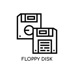 Floppy Disk Line Icon Stock Illustration.