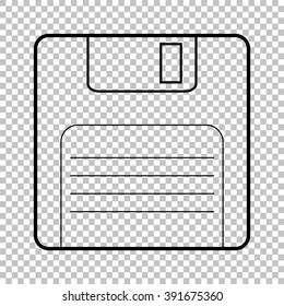 Floppy disk line vector icon on transparent background
