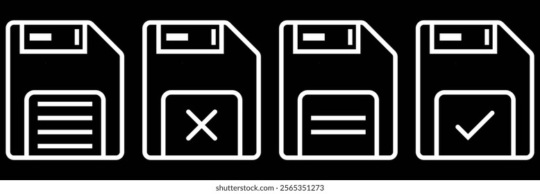 Floppy disk linear icon vector design. Save diskette UI icon, floppy disk simple line user interface vector symbol. Floppy disk icon flat editable icon mark set. Design eps 10