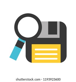 floppy disk magnifying glass big data security