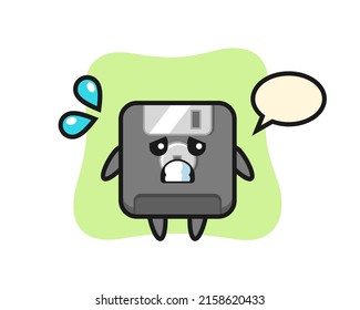 floppy disk mascot character with afraid gesture , cute style design for t shirt, sticker, logo element
