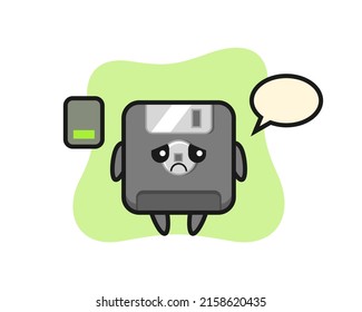 floppy disk mascot character doing a tired gesture , cute style design for t shirt, sticker, logo element