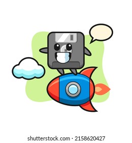 floppy disk mascot character riding a rocket , cute style design for t shirt, sticker, logo element