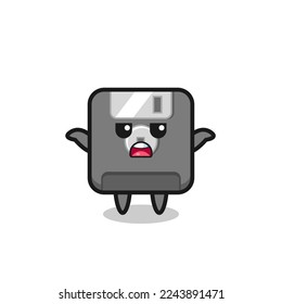 floppy disk mascot character saying I do not know , cute style design for t shirt, sticker, logo element