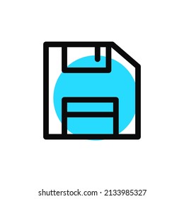 Floppy disk memory and file save symbol. Pixel perfect, editable stroke icon