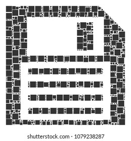 Floppy Disk mosaic icon of square shapes and circle particles in various sizes. Vector objects are formed into floppy disk composition design concept.