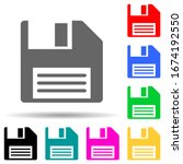 Floppy Disk multi color style icon. Simple thin line, outline vector of web icons for ui and ux, website or mobile application