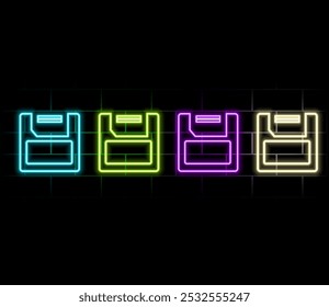Floppy Disk Neon Label. Vector Illustration of Electronics Promotion..3.