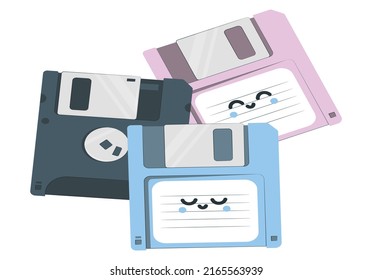 Floppy disk nostalgia, isolated and presented in punchy colors, for creative design cover, cd, poster, book, printing, gift card, flyer, magazine, web and print