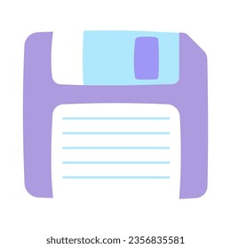 Floppy disk nostalgia retro vintage 90's and 00's, y2k. Flat doodle style. Vector illustration.