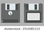 Floppy disk on checkered background. Vector illustration in flat style