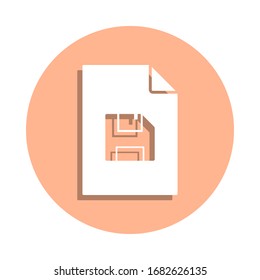 Floppy disk on document badge icon. Simple glyph, flat vector of file and documents icons for ui and ux, website or mobile application