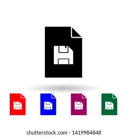 floppy disk on document multi color icon. Elements of file and documents set. Simple icon for websites, web design, mobile app, info graphics