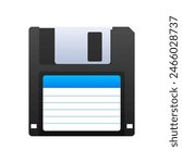 Floppy disk on white background. HD diskette old data media. Storage medium used for data storage.