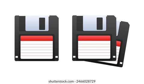 Floppy disk on white background. HD diskette old data media. Storage medium used for data storage.