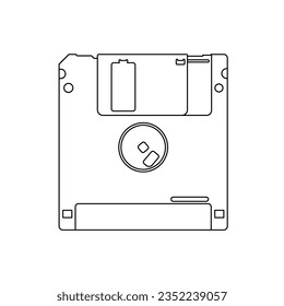Icono de contorno de disquete Ilustración sobre fondo blanco