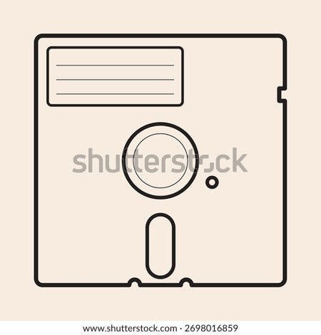 Floppy Disk 5¼ outline icon with label, circle disc hole and write window