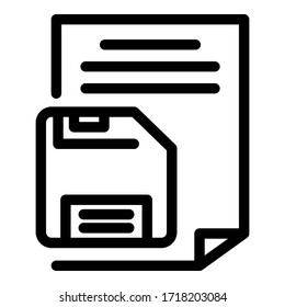 Floppy disk paper icon. Outline floppy disk paper vector icon for web design isolated on white background