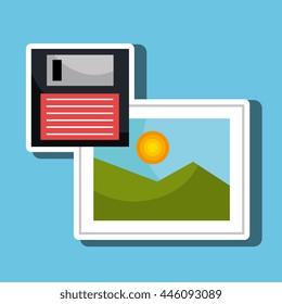floppy disk with picture  isolated icon design, vector illustration  graphic 