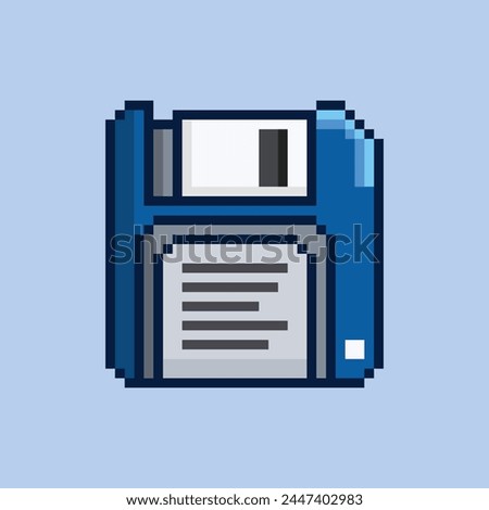 Floppy disk in pixel art illustration style