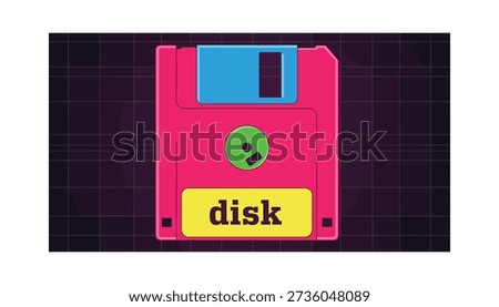 Floppy disk purple retro technology icon