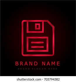 Floppy disk red chromium metallic logo