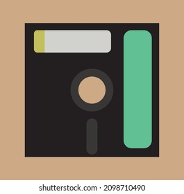  5¼-inch floppy disk, retro computer diskette vector icon